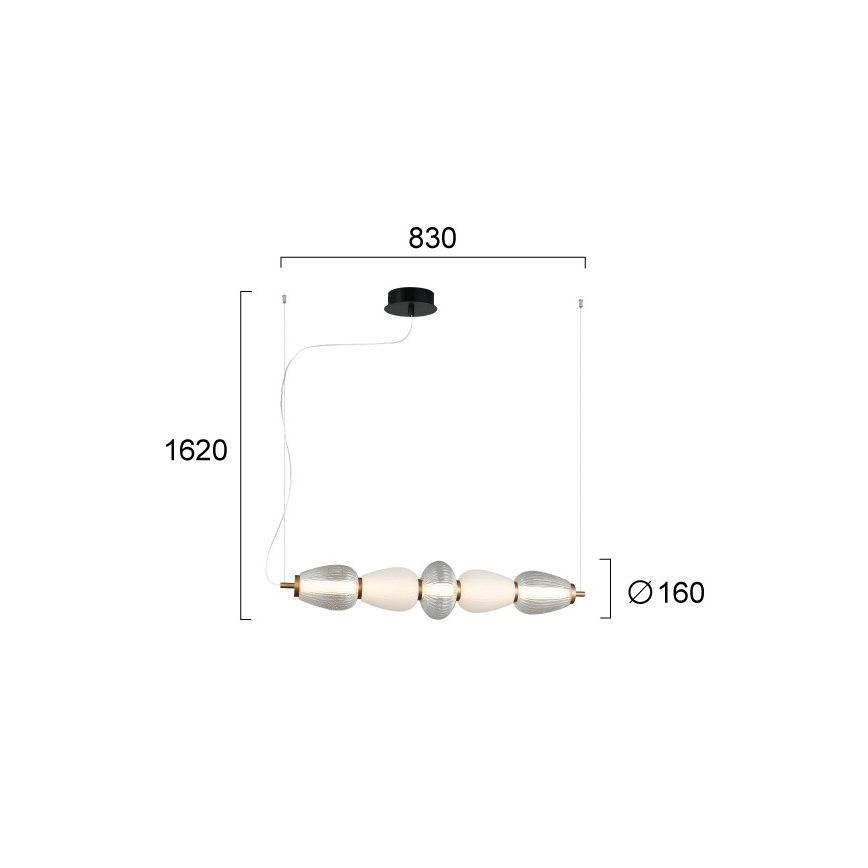LED-lysekrone SHINY med wireophæng LED/23W/230V hvid/guld
