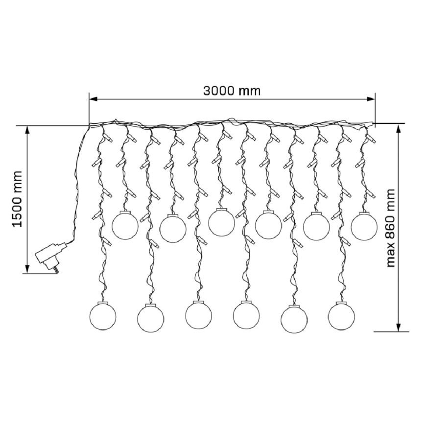 LED lysgardin WISH BALLS 108xLED/8 funktioner 4,5 m varm hvid