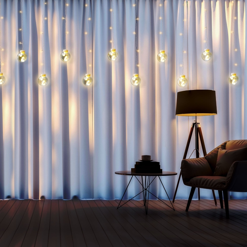 LED-lysgardin WISH BALLS 108xLED/8 funktioner 4,5 m varmhvid