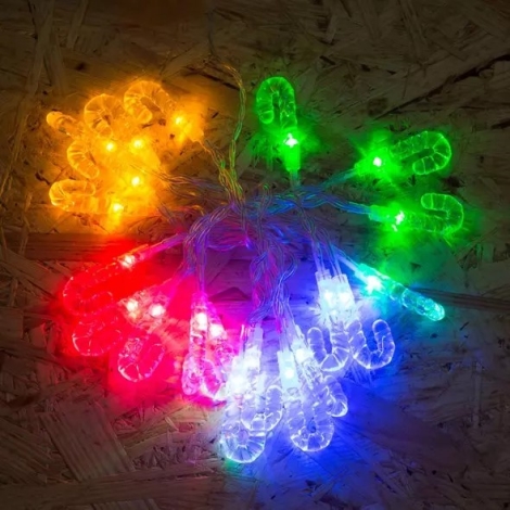 LED lyskæde 20xLED 2,25 m julestok flerfarvet Lampemania