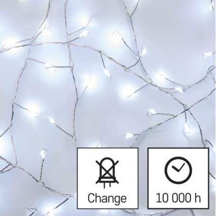 LED lyskæde 100xLED/3xAA 2,7 m koldt hvidt lys