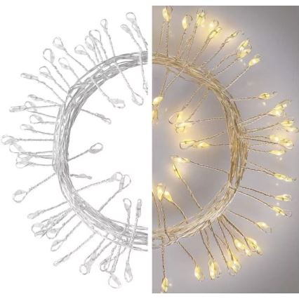 LED lyskæde 100xLED/3xAA 2,7 m varmt hvidt lys