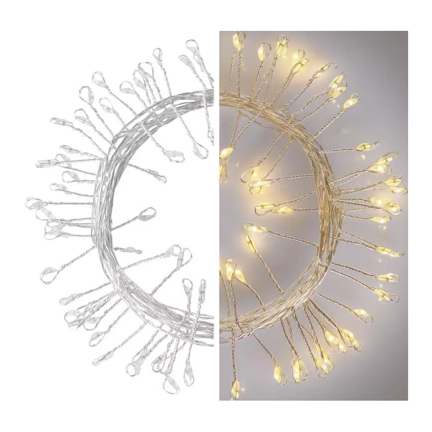 LED lyskæde 100xLED/3xAA 2,7 m varmt hvidt lys