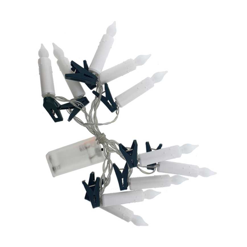 LED  lyskæde 10xLED/2xAA 1,65 m varm hvid, lysformede stearinlys