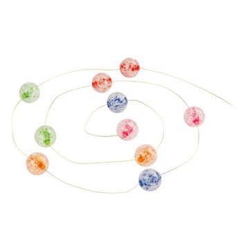 LED-lyskæde 10xLED/2xAA 2,35m multifarvet