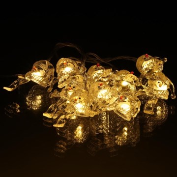 LED lyskæde 10xLED/2xAA/varm hvid 1,65m snemænd