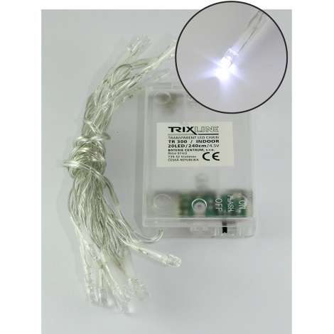 LED lyskæde 20xLED/2 funktioner 2,4 m kold hvid