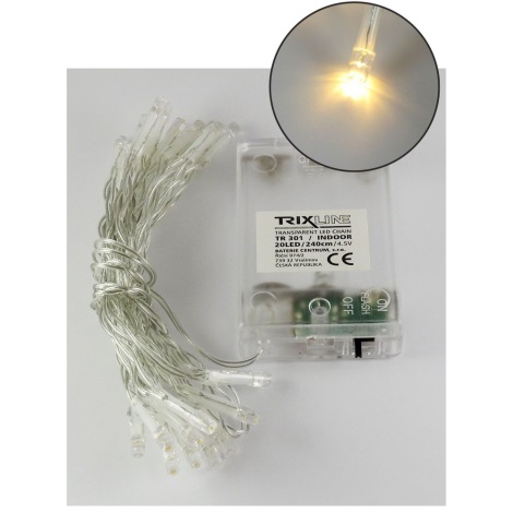 LED lyskæde 20xLED/2 funktioner 2,4 m varm hvid
