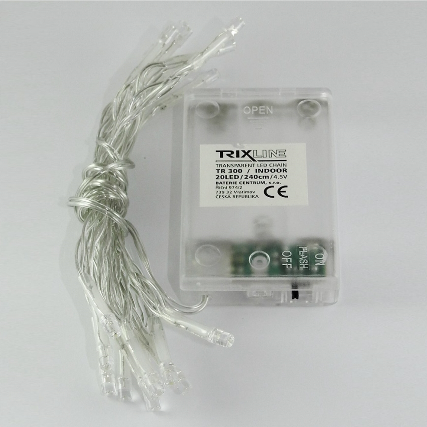 LED  lyskæde 20xLED/2 funktioner 2,4m kold hvid