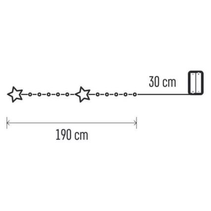 LED lyskæde 20xLED/2xAA 2,2 m varmt hvidt lys