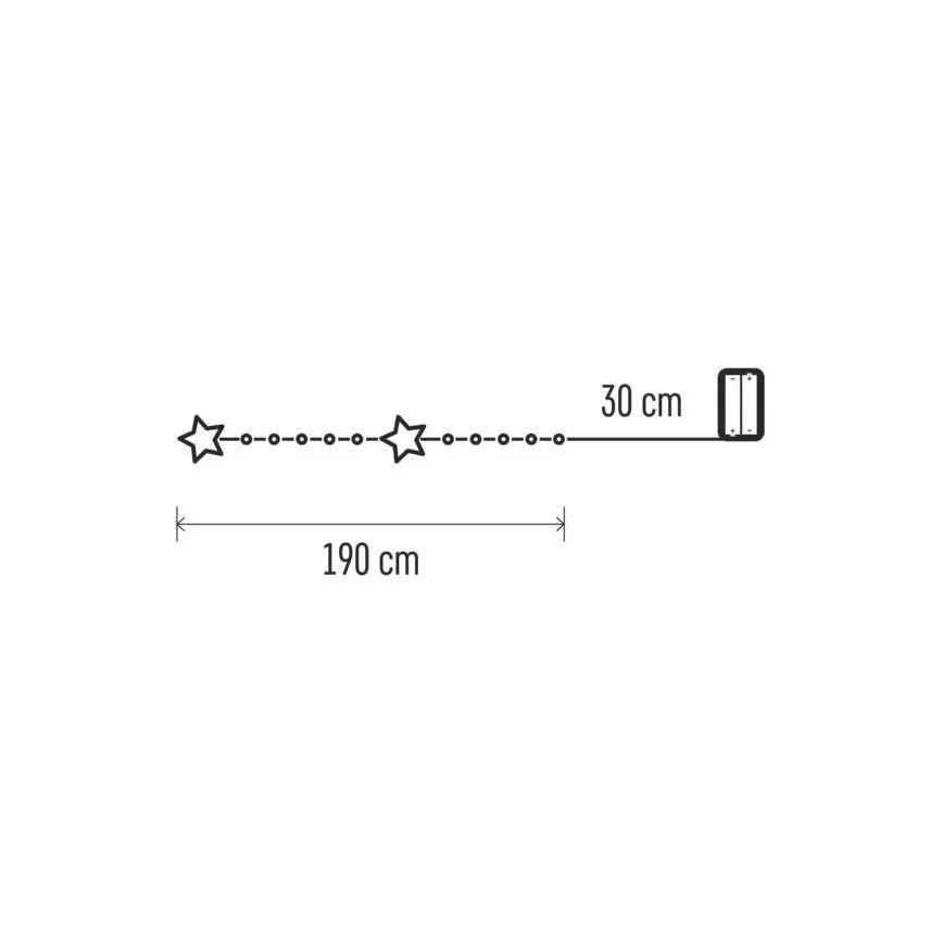 LED lyskæde 20xLED/2xAA 2,2 m varmt hvidt lys