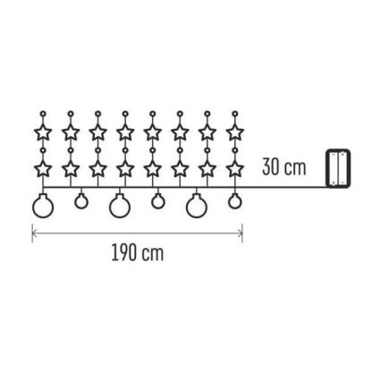 LED lyskæde 20xLED/2xAA 2,2 m varmt hvidt lys