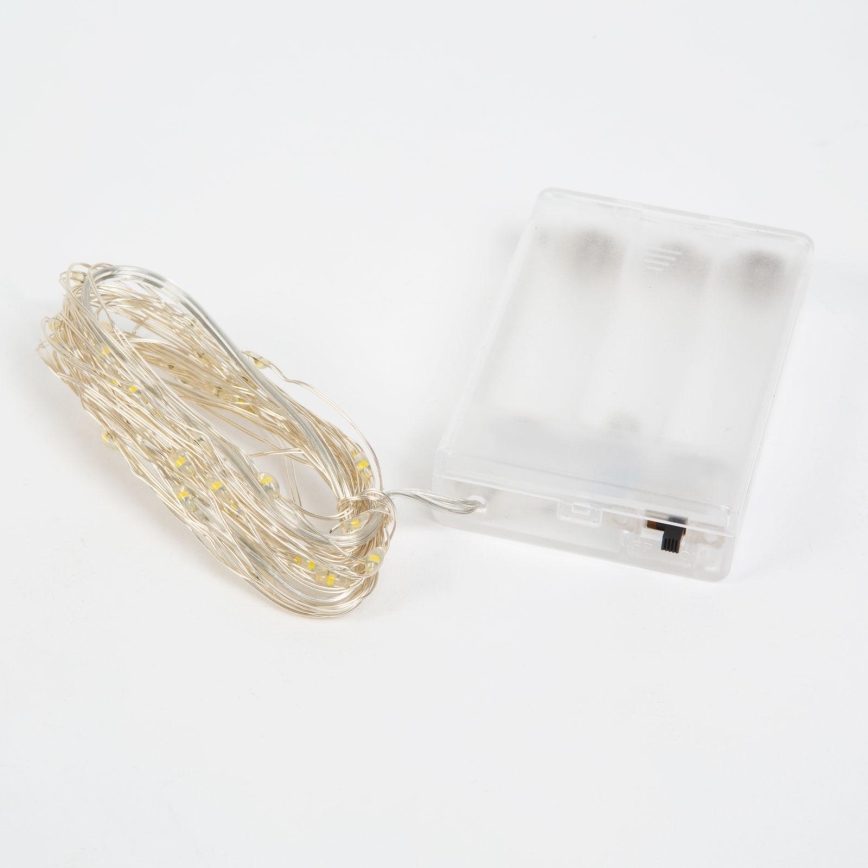 LED  lyskæde 50xLED/3xAA 5,25m kold hvid