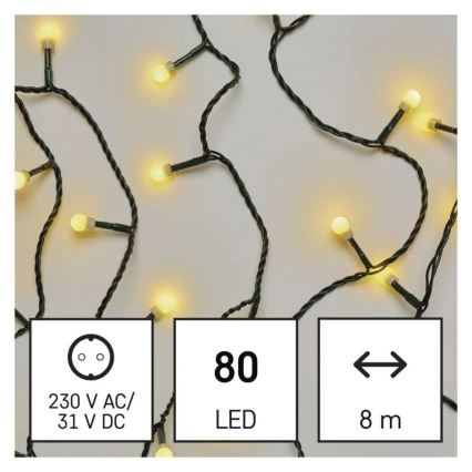 LED  lyskæde 80xLED/230V/8 funktioner 13m IP44 varm hvid