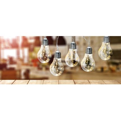 LED Lyskæde dekorativ SMOLDER 2,1 m 10xLED/2xAA