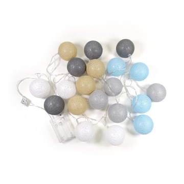 LED lyskæde med kugler 20xLED/0,03W/3xAA