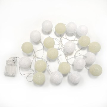 LED lyskæde med kugler 20xLED/0,03W/3xAA