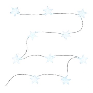 LED-lyskæde med sugekopper, 10 x LED / 2 x AA, 1,8 m, kold hvid