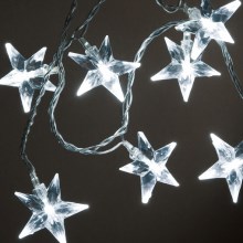 LED lyskæde STARS 10xLED 3,9 m kold hvid