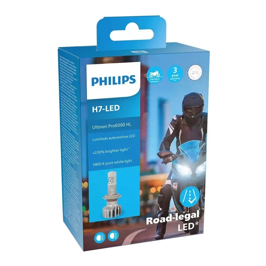 LED Lyspære til motorcykel Philips 11972 U6000 X1 H7 PX26d/20W/12V 5800K