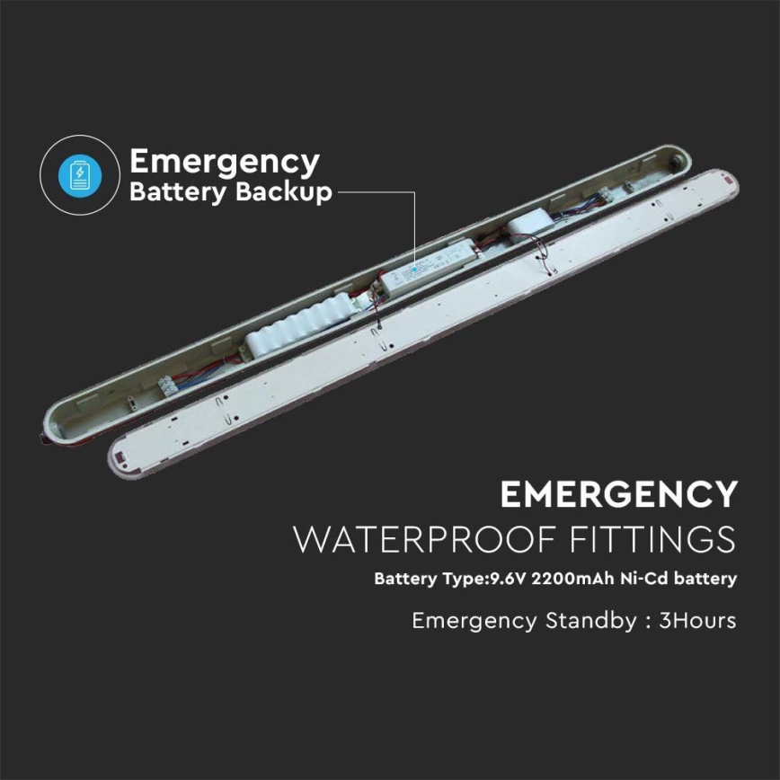 LED lysstofrør med nødmodul EMERGENCY LED/48W/230V 4000K 150 cm IP65