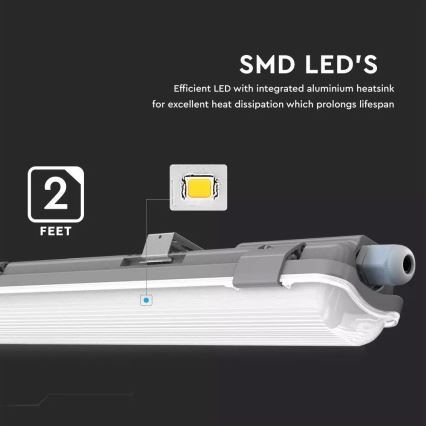 LED lysstofrør T8 1xG13/18W/230V 4000K 120cm IP65