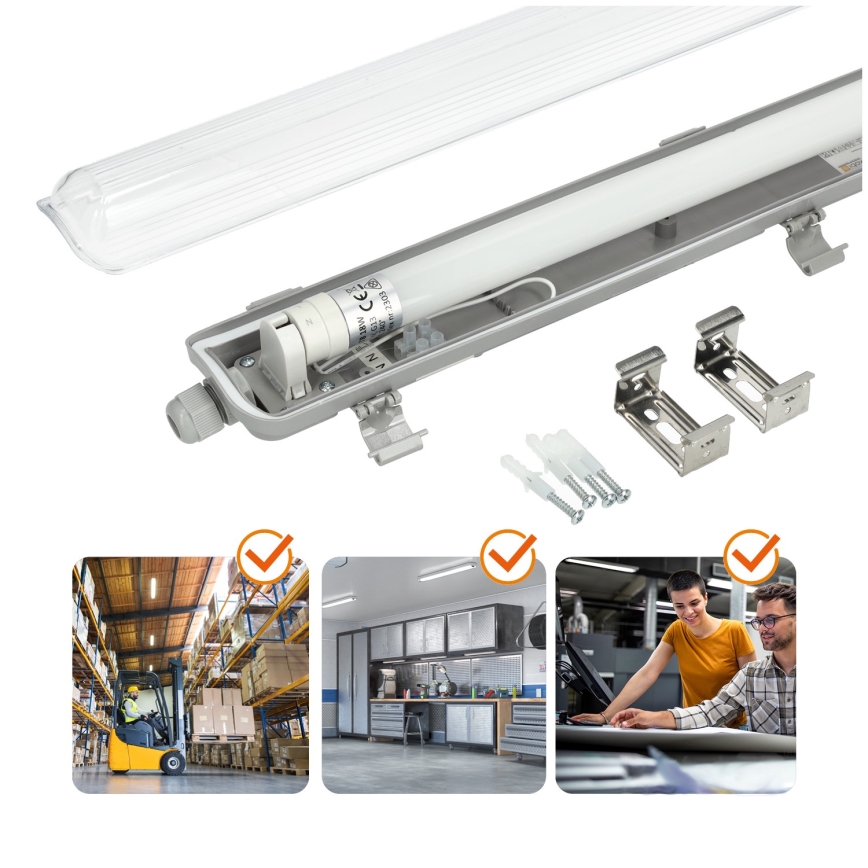 LED lysstofrør T8 1xG13/18W/230V 4000K IP65 128 cm