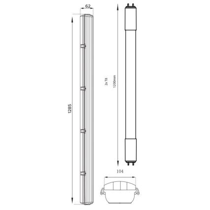 LED lysstofrør T8 2xG13/18W/230V 4000K IP65