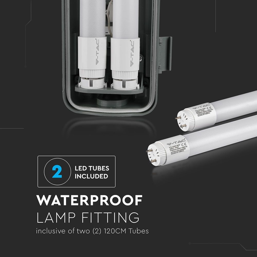 LED lysstofrør T8 2xG13/22W/230V IP65 6400K 156 cm