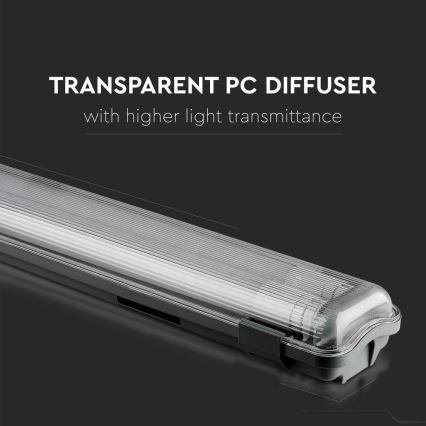 LED lysstofrør T8 2xG13/22W/230V IP65 6400K 156 cm