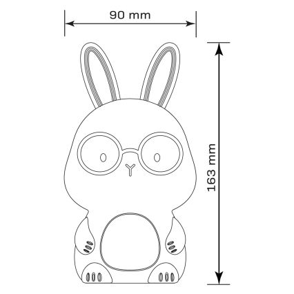 LED børnelampe m. RGBW-farver og touch-funktion dæmpbar FLORKA LED/1W/5V USB 1200 mAh kanin hvid/grå