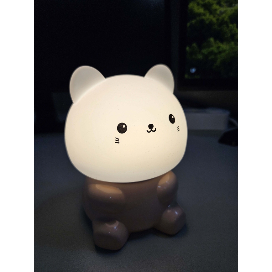 LED m. RGBW-farver Til børn touch-funktion lampe LED/1W/5V USB 1200 mAh kočka
