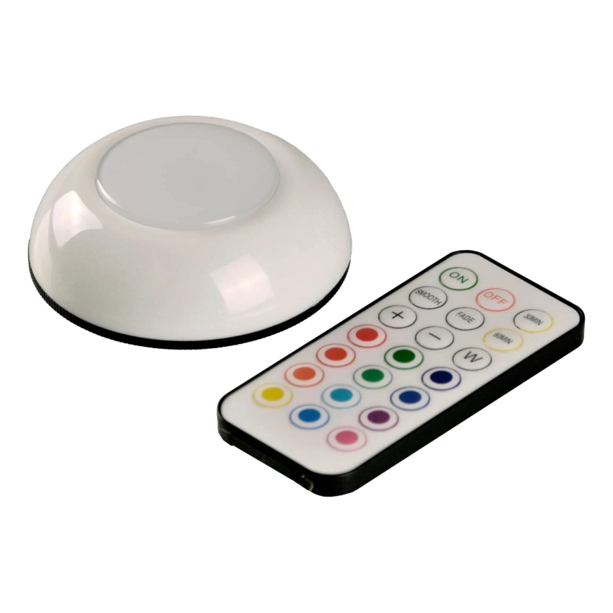 LED møbelbelysning m. RGBW-farver LED/0,5W/4,5V 3xAAA hvid + fjernbetjening