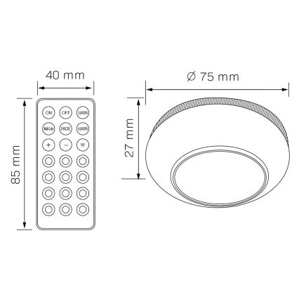 LED møbelbelysning m. RGBW-farver LED/0,5W/4,5V 3xAAA hvid + fjernbetjening