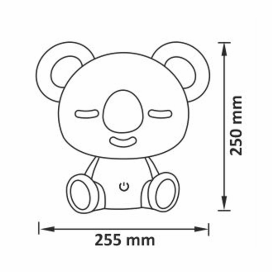 LED natlampe m. RGBW-farver til børn 2,5W/230V koala hvid