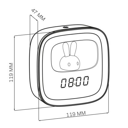 LED natlampe m. vækkeur dæmpbar BUNNY LED/1,2W/5V 3000K