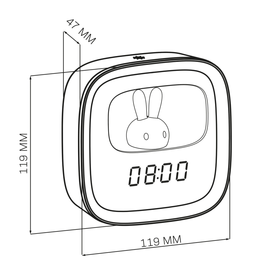 LED natlampe m. vækkeur dæmpbar BUNNY LED/1,2W/5V 3000K
