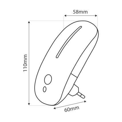 LED natlampe med sensor LED/1W/230V hvid