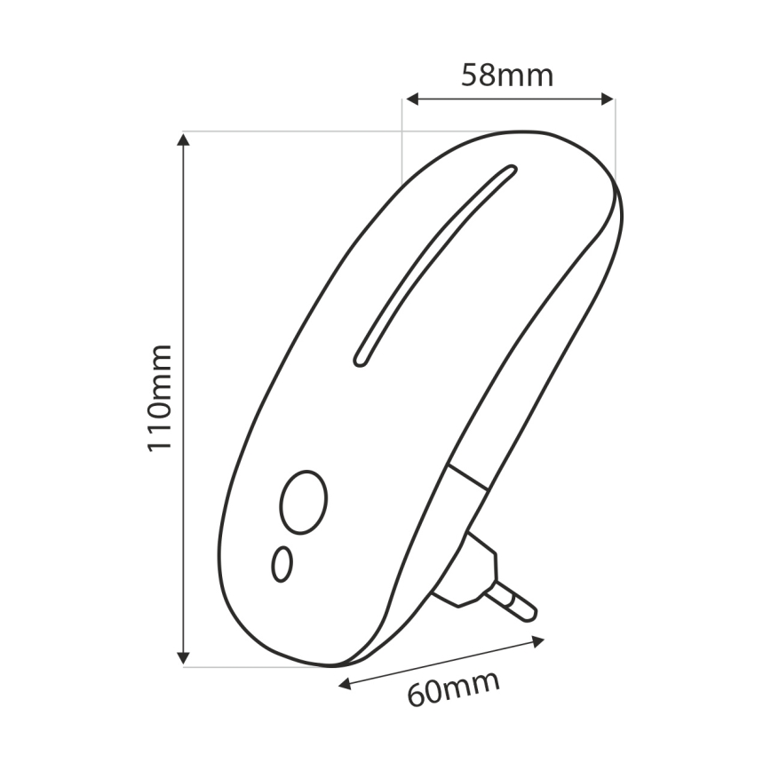 LED natlampe med sensor LED/1W/230V hvid