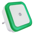 LED natlampe med skumringssensor LED/0,5W/230V grøn
