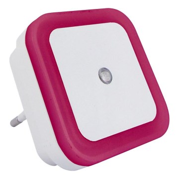 LED natlampe med skumringssensor LED/0,5W/230V lyserød