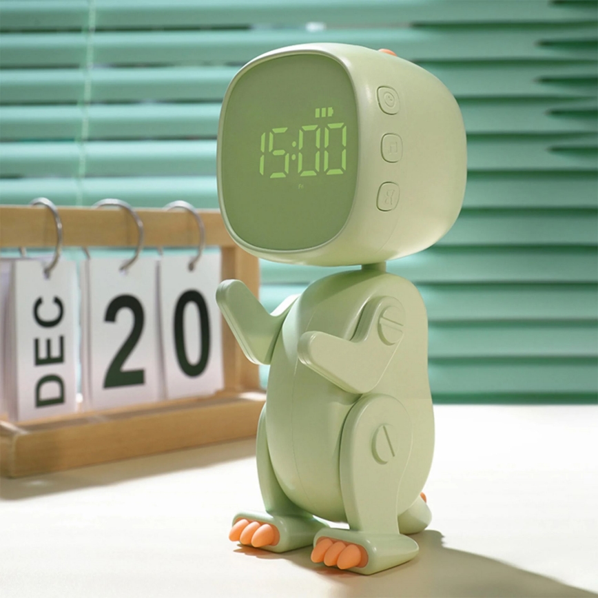 LED natlampe til børn m. RGBW-farver og vækkeur ROBOT LED/1W/5V 1200 mAh