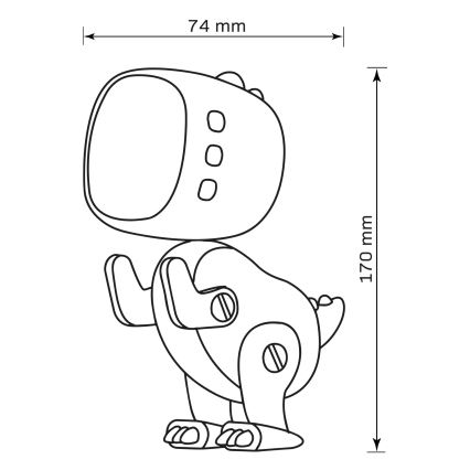 LED natlampe til børn m. RGBW-farver og vækkeur ROBOT LED/1W/5V 1200 mAh