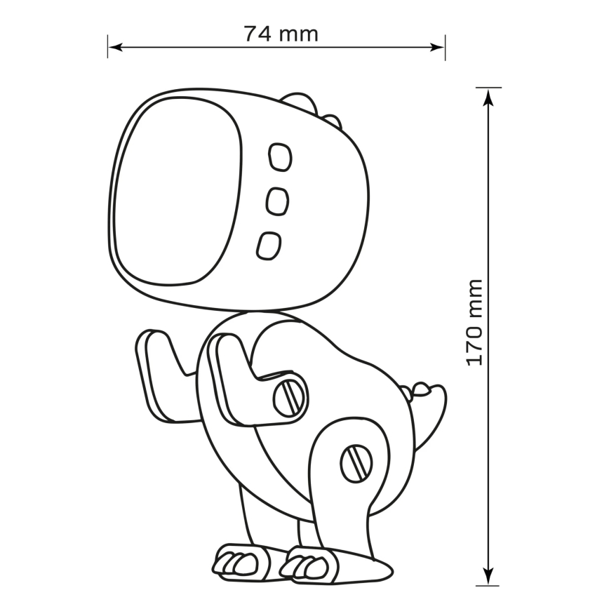 LED natlampe til børn m. RGBW-farver og vækkeur ROBOT LED/1W/5V 1200 mAh