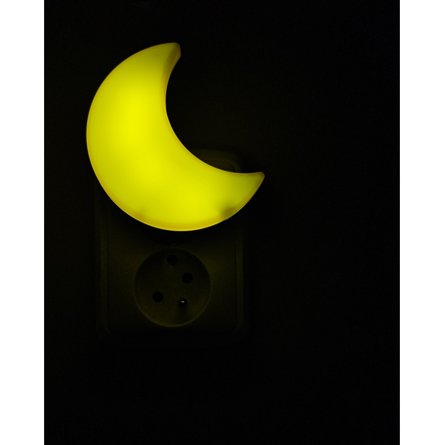 LED natlampe til børn med skumringssensor LED/0,5W/230V måne