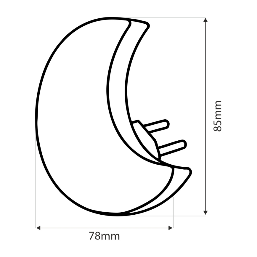 LED natlampe til børn med skumringssensor LED/0,5W/230V måne
