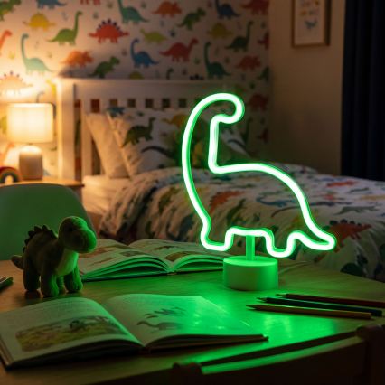 LED neon borddekoration LED/2W/3xAA USB dinosaur