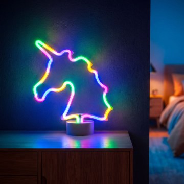 LED neon borddekoration LED/2W/3xAA USB enhjørning