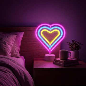 LED neon borddekoration LED/2W/3xAA USB hjerte