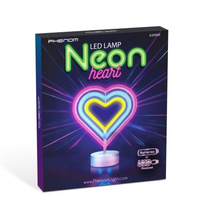 LED neon borddekoration LED/2W/3xAA USB hjerte